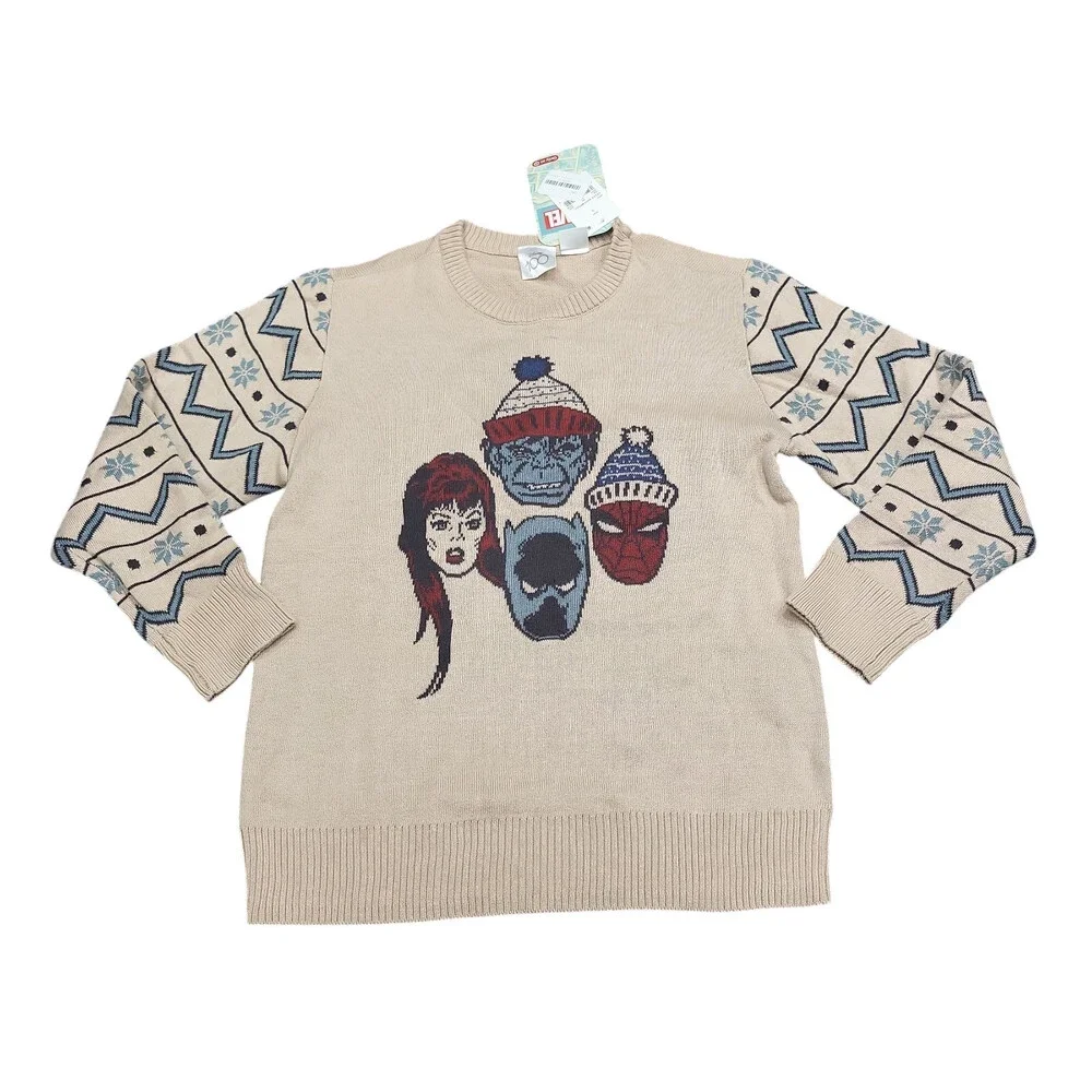 Boys Disney 100 Marvel Spiderman Hulk Ugly Christmas Pullover Sweater Size Small